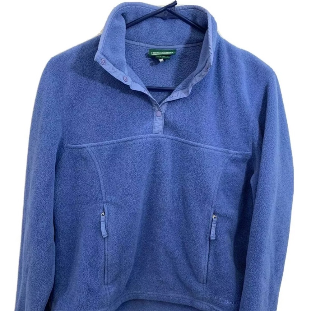 LL Bean Small Blue Snap T Sweater Fleece Pullover